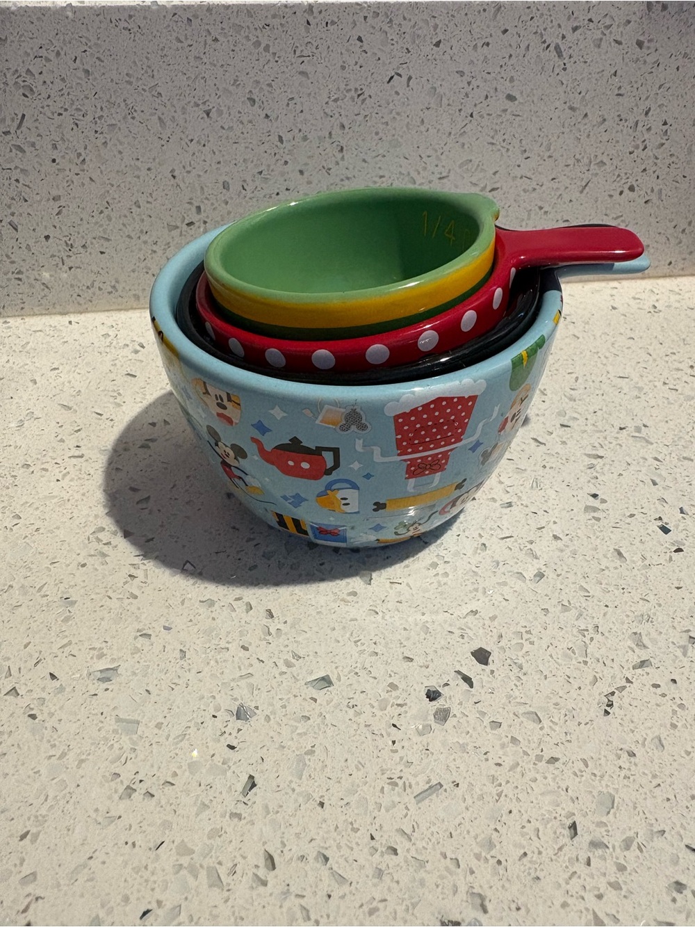 Colorful Kids Measuring Cups and Nesting Bowls - Red, Green, Yellow, Light Blue